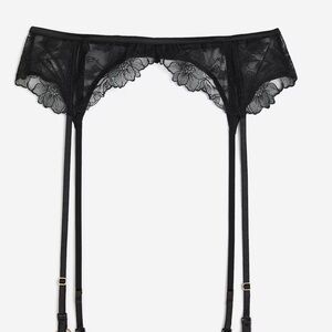H&M Black Floral Lace Garter Belt